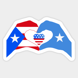 We Heart Puerto Rico & Somalia & USA Patriot Flag Series Sticker